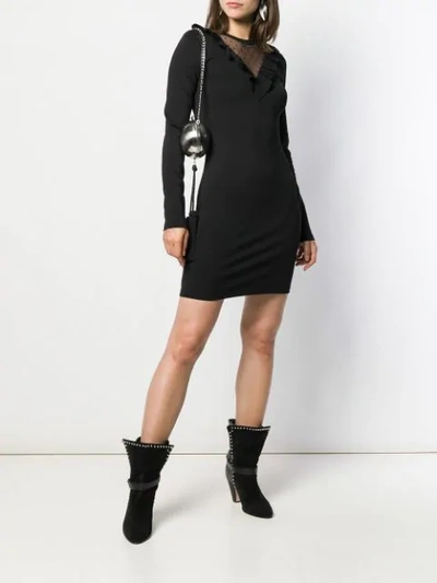 Shop Red Valentino Mesh Insert Fitted Dress In Black