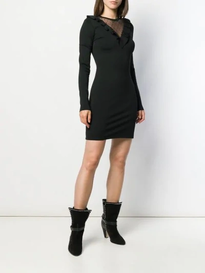 Shop Red Valentino Mesh Insert Fitted Dress In Black