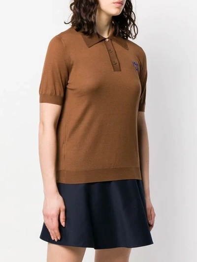 Shop Prada Logo Polo Shirt In Brown