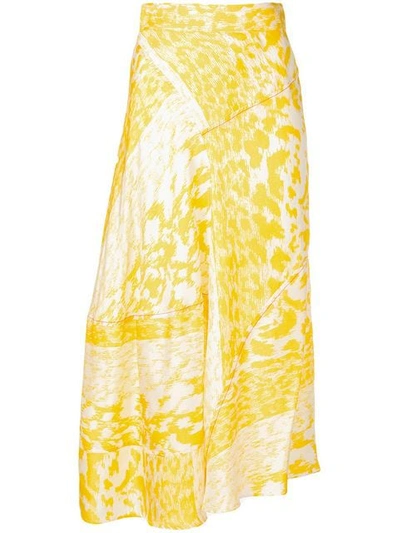 Shop Victoria Beckham Leopard Print Midi Skirt In Yellow