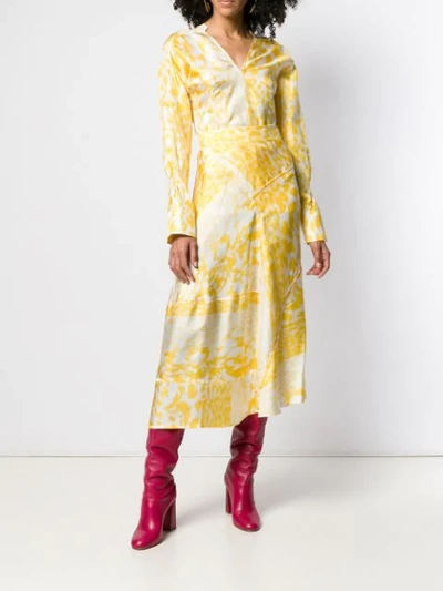 Shop Victoria Beckham Leopard Print Midi Skirt In Yellow