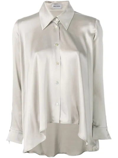 Shop Balossa Asymmetric Silk Shirt In Grey