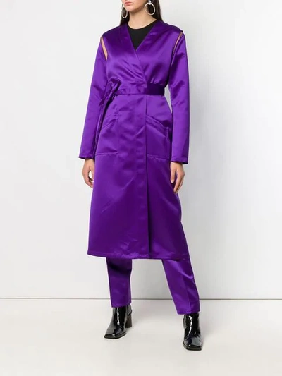 Shop Mm6 Maison Margiela Belted Coat In Purple