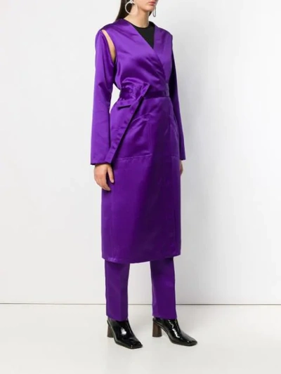 Shop Mm6 Maison Margiela Belted Coat In Purple
