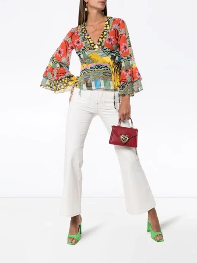 ETRO MIXED FLORAL-PRINT WRAP BLOUSE - 多色