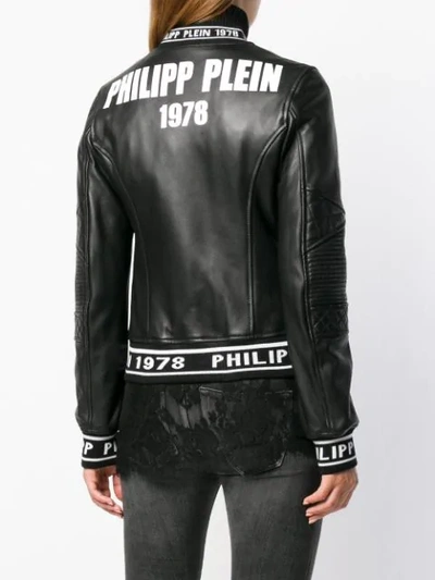 Shop Philipp Plein Zipped Bomber Jacket - Black
