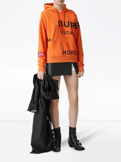 Shop Burberry Horseferry Print Cotton Oversized Hoodie In Orange