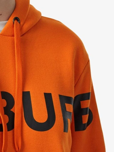 Shop Burberry Horseferry Print Cotton Oversized Hoodie In Orange