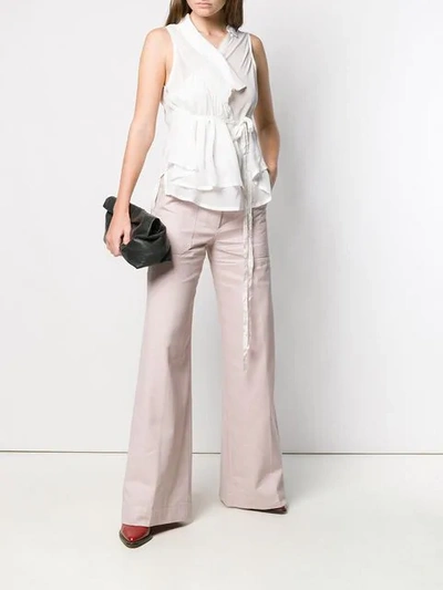 Shop Ann Demeulemeester Drawstring Flared Trousers In Pink