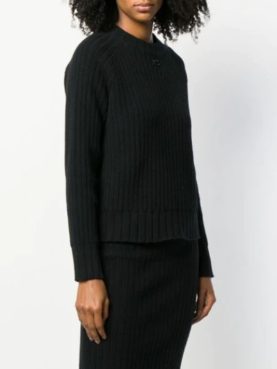 Shop Courrèges Chunky Knit Jumper In Black