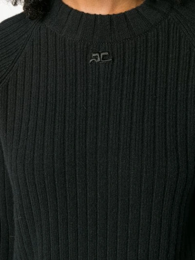 Shop Courrèges Chunky Knit Jumper In Black