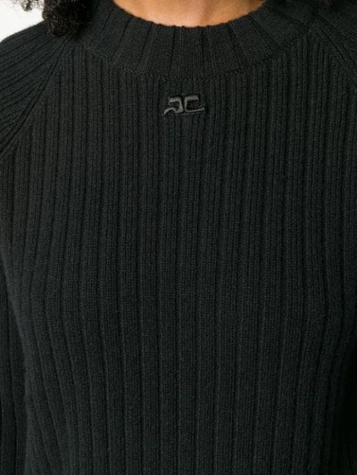 Shop Courrèges Chunky Knit Jumper In Black