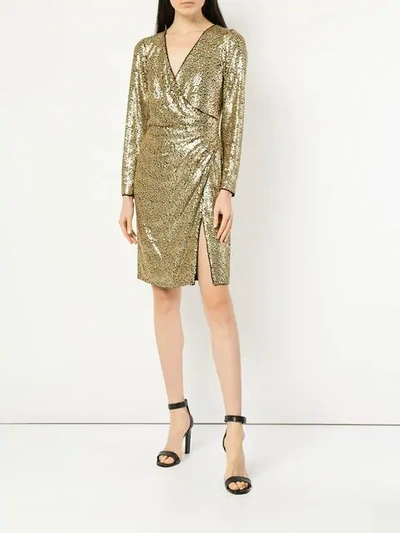 Shop Tadashi Shoji Wrapped Front Dress In Gold