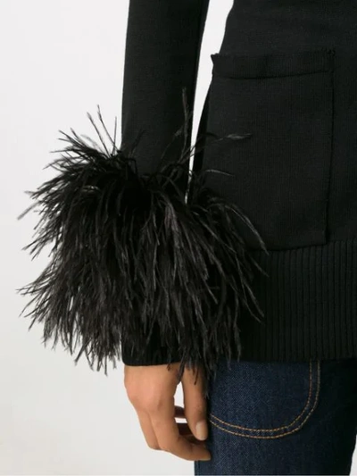 Shop Andrea Bogosian Feather Detail Knit Blouse - Black