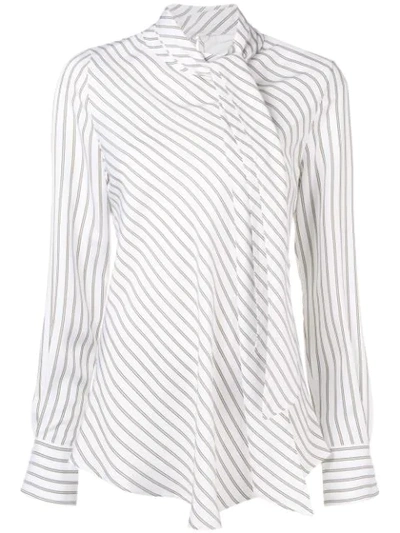 Shop See By Chloé Striped Tie Neck Blouse In White