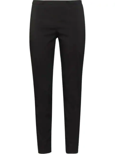 Shop Prada Stretch Cotton Trousers In Black
