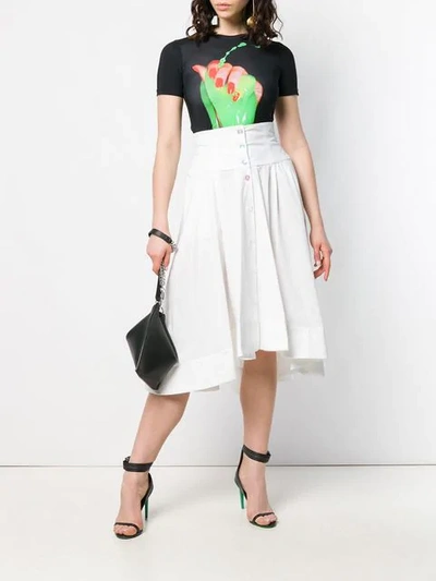 Shop Pinko Button-through Midi Skirt In White