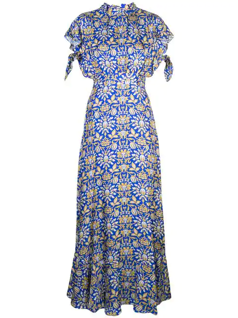 talia flutter sleeve maxi dress