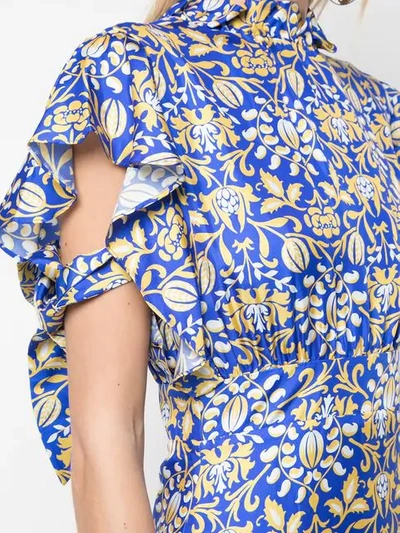 Shop Cynthia Rowley Talia Flutter Sleeve Dress In Blue