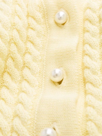 Shop Alessandra Rich Cable Knit V-neck Cardigan - Yellow