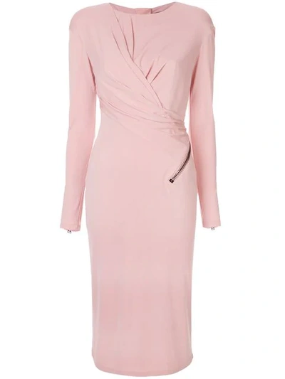 Shop Tom Ford Long-sleeve Midi Dress In Pink