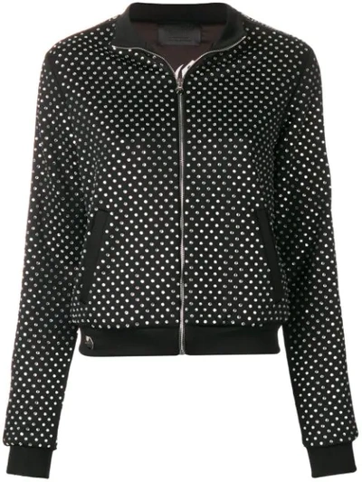 Shop Philipp Plein Crystal Embellished Bomber Jacket - Black