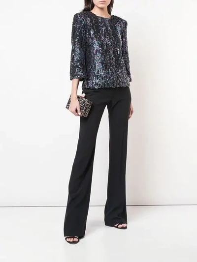 Shop Haney Anja Sequined Blouse In Blue