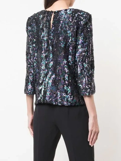 Shop Haney Anja Sequined Blouse In Blue