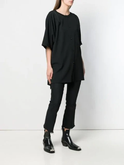 Shop Yohji Yamamoto Oversized Button-front T-shirt - Black