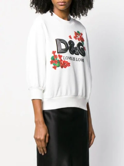 Shop Dolce & Gabbana Love Printed Sweatshirt In White