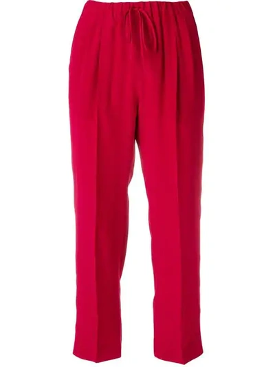 Shop Max Mara Straight Leg Cropped Trousers In Red