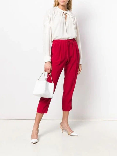 Shop Max Mara Straight Leg Cropped Trousers In Red