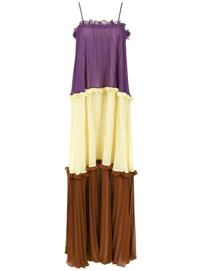Shop Adriana Degreas Long Color Block Dress In Multicolour