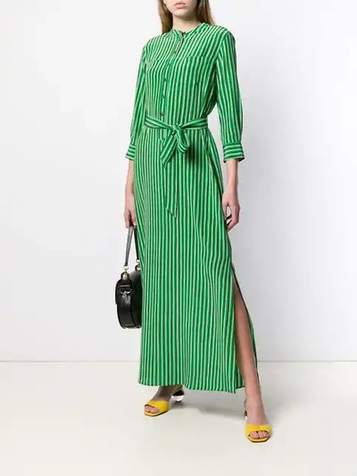 Shop Aspesi Striped Maxi Dress In Green