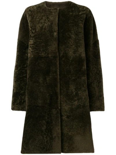 Shop P.a.r.o.s.h. Reversible Shearling Coat In Brown