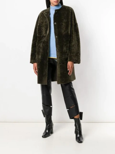 Shop P.a.r.o.s.h. Reversible Shearling Coat In Brown