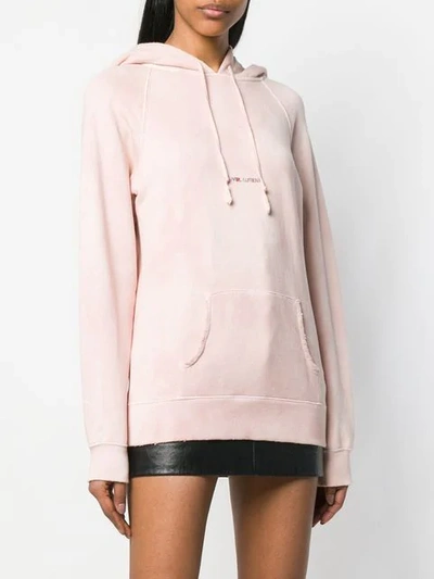 Shop Saint Laurent Logo Print Hoodie In Pink