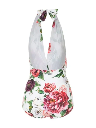 Shop Dolce & Gabbana Badeanzug Mit Blumen-print - Weiss In White