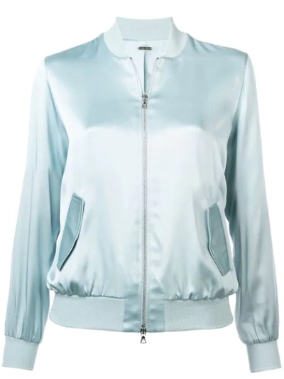 Shop Adam Lippes Zipped Bomber Jacket In Blue