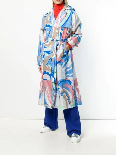 Shop Emilio Pucci Acapulco Print Trench Coat In White