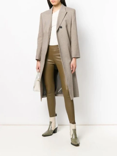 Shop Drome Textured Skinny Trousers In Neutrals