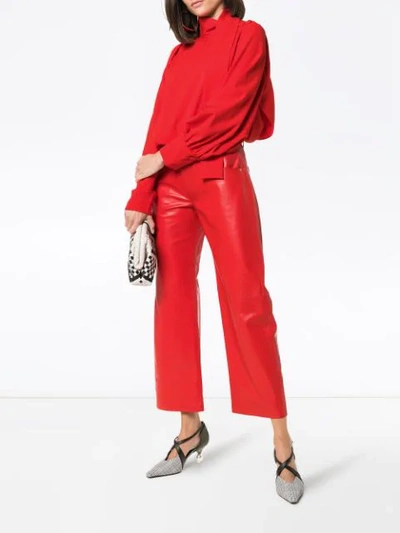Shop Khaite Wendell Cropped Wide-leg Jeans In Red