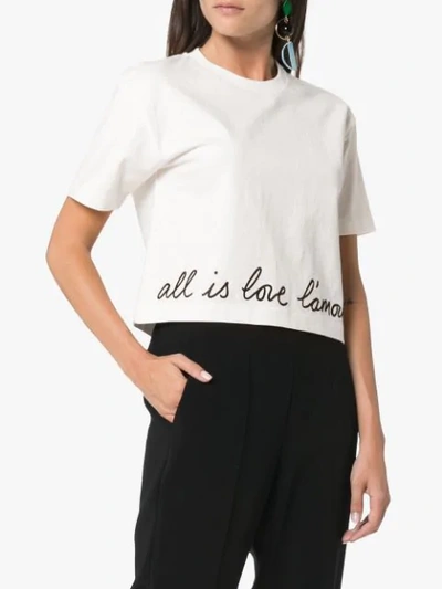 Shop Stella Mccartney All Is Love Embroidered Cotton Blend T Shirt In White