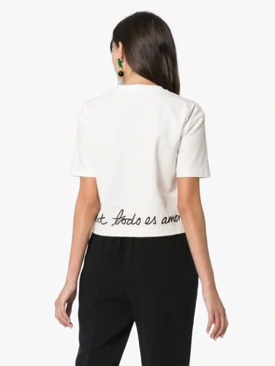 Shop Stella Mccartney All Is Love Embroidered Cotton Blend T Shirt In White