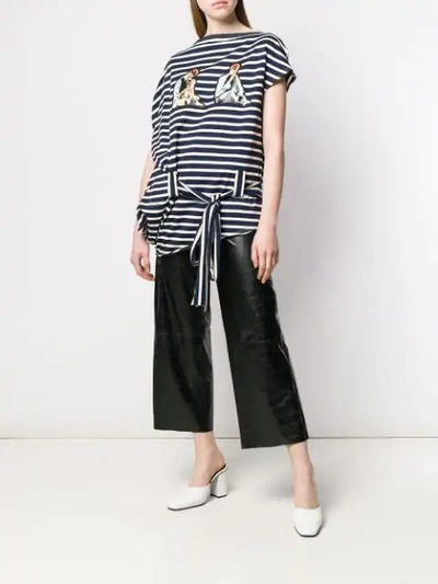 Shop Jw Anderson Striped Asymmetric Top In Blue