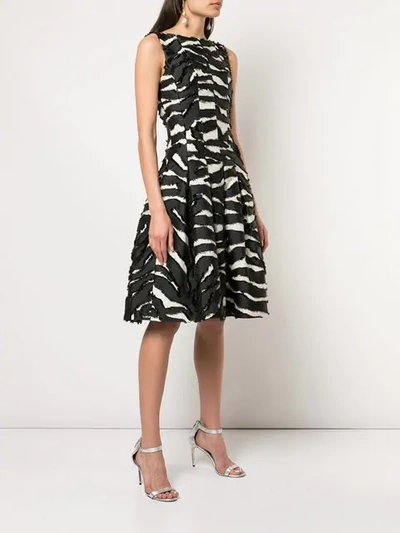 Shop Oscar De La Renta Shredded Panel Cocktail Dress In Black ,white