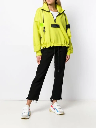 Shop Diesel Logo Half-zip Sweatshirt In Yellow