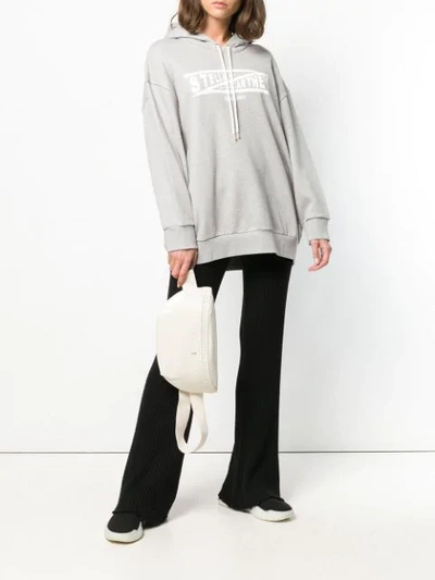 Shop Stella Mccartney Logo Drawstring Hoodie In Grey