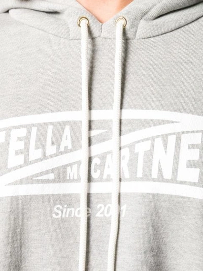 Shop Stella Mccartney Logo Drawstring Hoodie In Grey