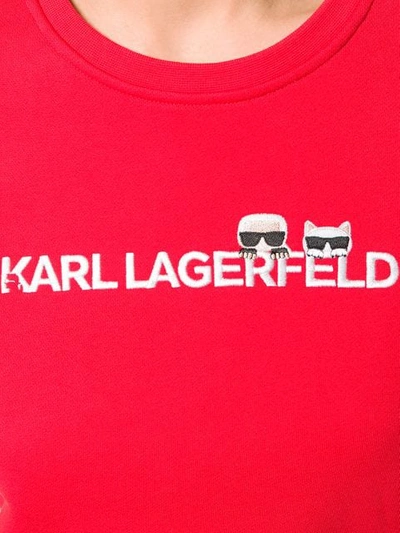 Shop Karl Lagerfeld Ikonik & Logo Sweatshirt In Red
